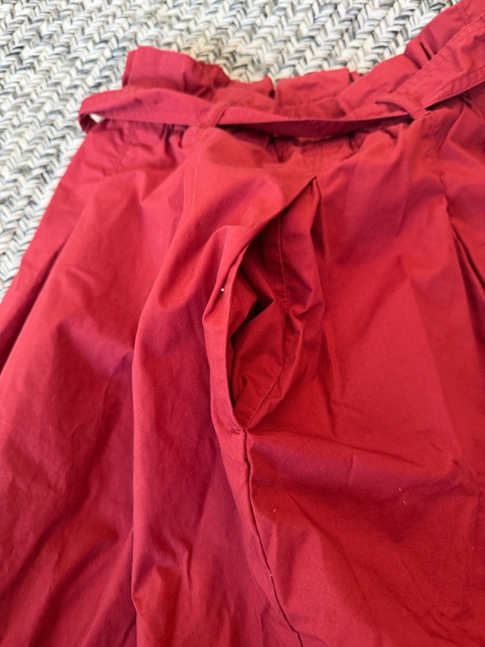 Uniqlo red burgundy maxi skirt cotton blend - Picture 6 of 7